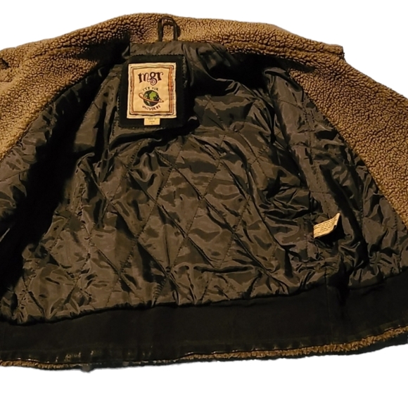 Vintage Mgr Black Leather Crop Bomber Winter Jacket 90s Suede Its Our Universe S - Picture 5 of 11